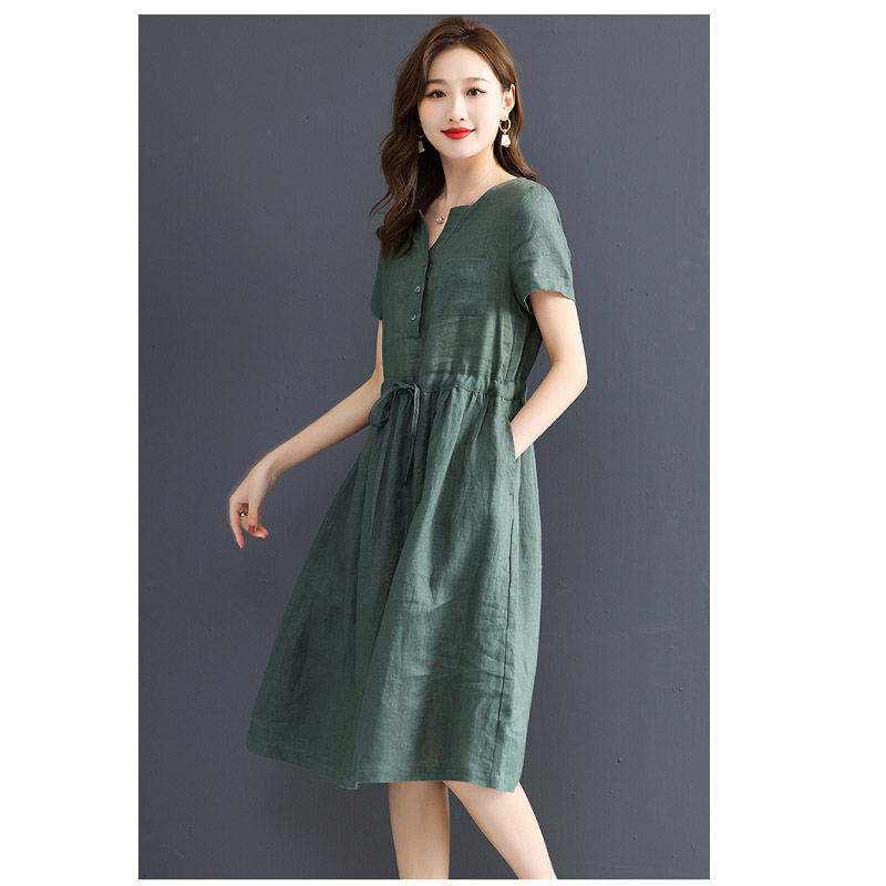 Pure Linen Women's Short-sleev - đánh giá và giá Summer Clothing Drawing